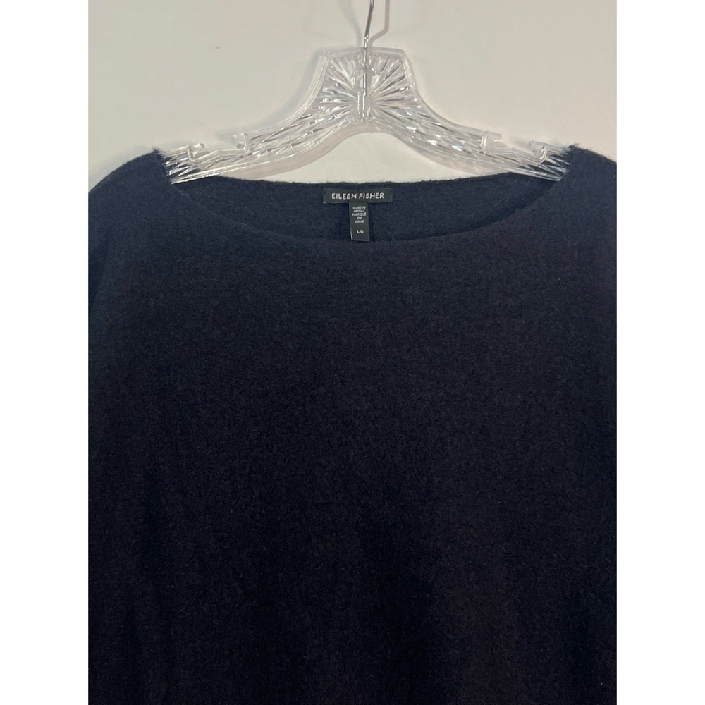 Eileen Fisher Lightweight Boiled Wool Bateau Neck Top Women’s Blue Large - Picture 8 of 10